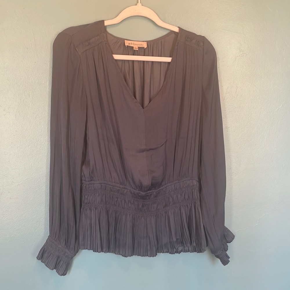 Lovely blue/gray bohemian style blouse